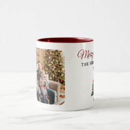Personalized Christmas Tree Family Photo  Tweekleurige Koffiemok