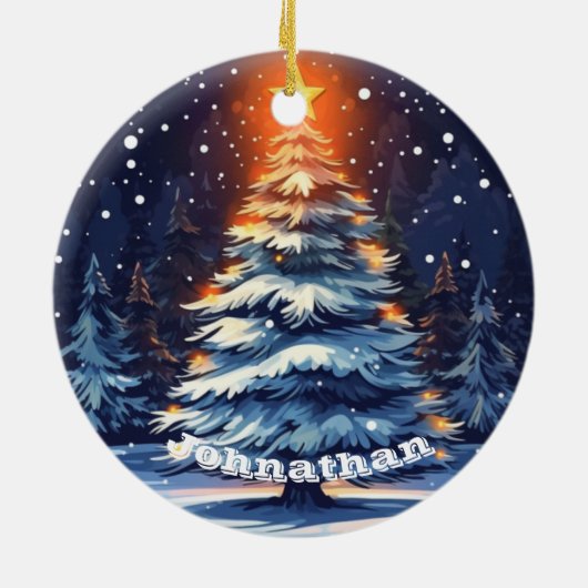 Personalized Christmas Tree Ornament Glowing (Achterkant)