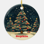 Personalized Christmas Tree Vintage Nostalgia Keramisch Ornament (Achterkant)
