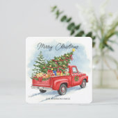 Personalized Christmas truck greeting card Kaart (Staand voorkant)