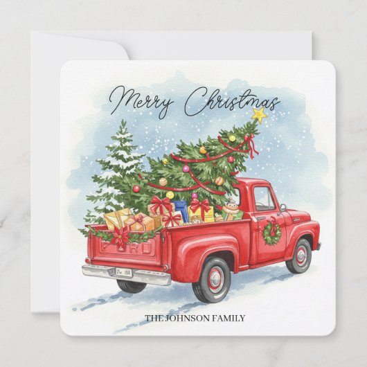 Personalized Christmas truck greeting card Kaart (Voorkant)