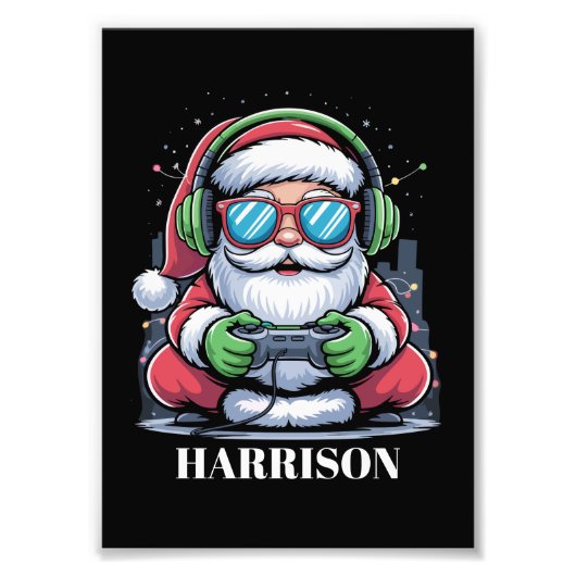 Personalized Christmas Video Game Santa Xmas  Foto Afdruk (Voorkant)