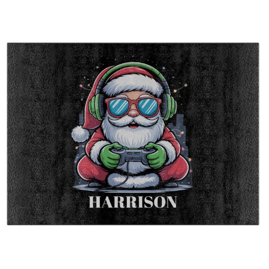 Personalized Christmas Video Game Santa Xmas  Snijplank (Voorkant)