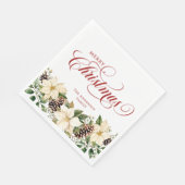 Personalized Christmas White Poinsettia Servet (Hoek)