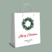 Personalized Christmas wreath bag for festive gift Medium Cadeauzakje