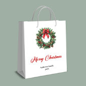 Personalized Christmas wreath bag minimalist style Medium Cadeauzakje