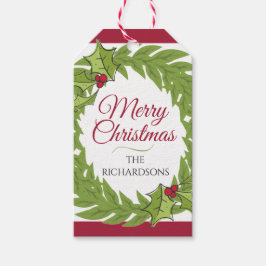 Personalized Christmas Wreath Gift Tag Cadeaulabel