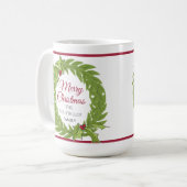 Personalized Christmas Wreath Merry Christmas Koffiemok (Voorkant links)