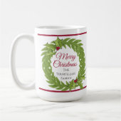 Personalized Christmas Wreath Merry Christmas Koffiemok (Links)