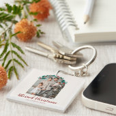 Personalized Christmas Wreath Photo Keychain (Voorkant Rechts)