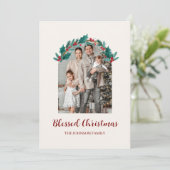 Personalized Christmas Wreath Photo & Name Card (Staand voorkant)