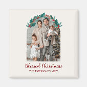 Personalized Christmas Wreath Photo & Name Magnet (Voorkant)