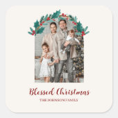 Personalized Christmas Wreath Photo & Name Sticker (Voorkant)