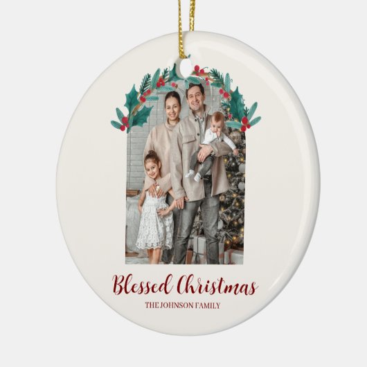 Personalized Christmas Wreath Photo Ornament (Links)