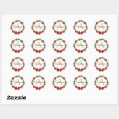 Personalized Christmas wreath Ronde Sticker (Vel)
