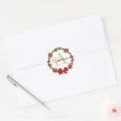Personalized Christmas wreath Ronde Sticker (Envelop)