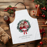 Personalized Christmas Wreath with Photo & Name Schort<br><div class="desc">Cook and bake in festive style with this Personalized Christmas Wreath Apron featuring your photo and name. Perfect for holiday cooking, Christmas dinner prep, or as a thoughtful gift for the home chef in your life, this apron combines functionality with festive charm. The elegant wreath design paired with your custom...</div>