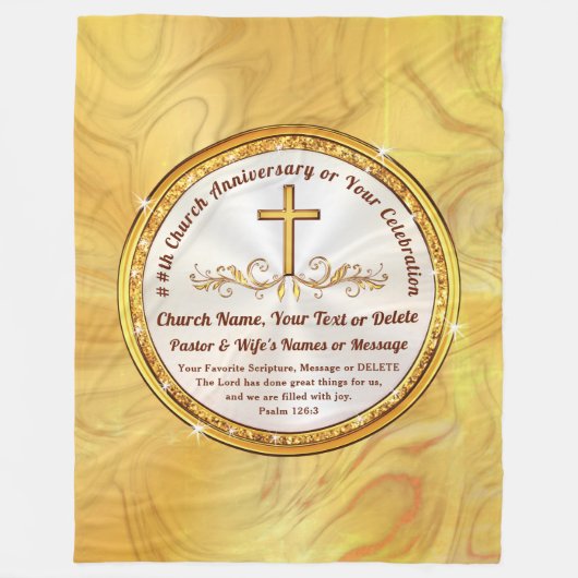 Personalized Church Anniversary Gifts, Pastor Fleece Deken (Voorkant)