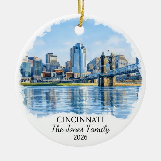 Personalized Cincinnati Ornament, Custom Ohio Keramisch Ornament (Voorkant)