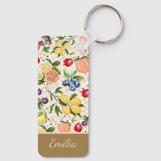 Personalized citrus Brown and beige pattern Sleutelhanger (Achterkant)