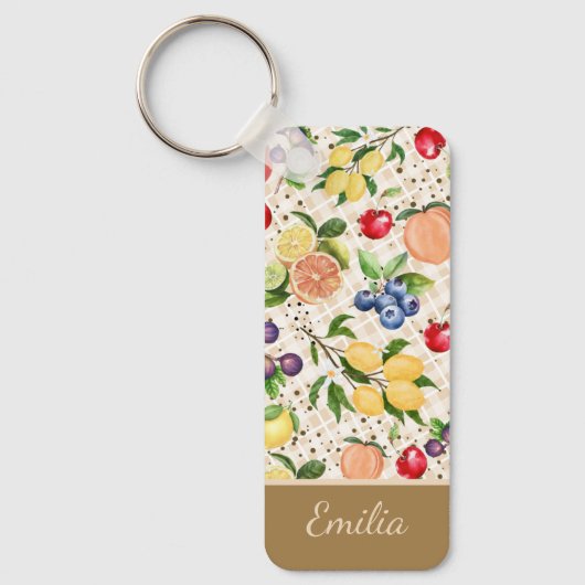 Personalized citrus Brown and beige pattern Sleutelhanger (Voorkant)