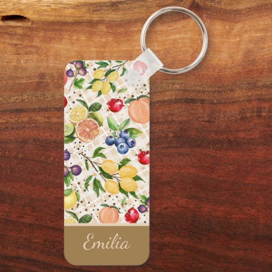 Personalized citrus Brown and beige pattern Sleutelhanger (Achterkant)