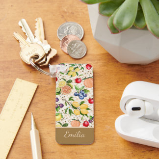 Personalized citrus Brown and beige pattern Sleutelhanger