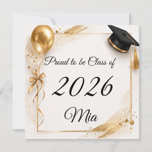 Personalized Class of 2026 Graduation Name Card (Voorkant)