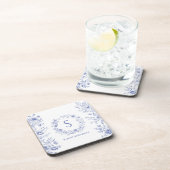 Personalized Classic Blue Flowers Floral Pattern Bier Onderzetter (Rechterzijde)
