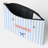 Personalized Classic Blue Pastel Striped Bow Etui (Open)