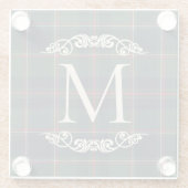 Personalized Classic Dark Blue Red Green Plaid Glazen Onderzetter (Achterkant)