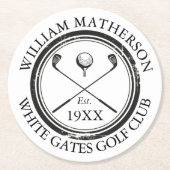 Personalized Classic Golf Club Name Ronde Kartonnen Onderzetter (Voorkant)