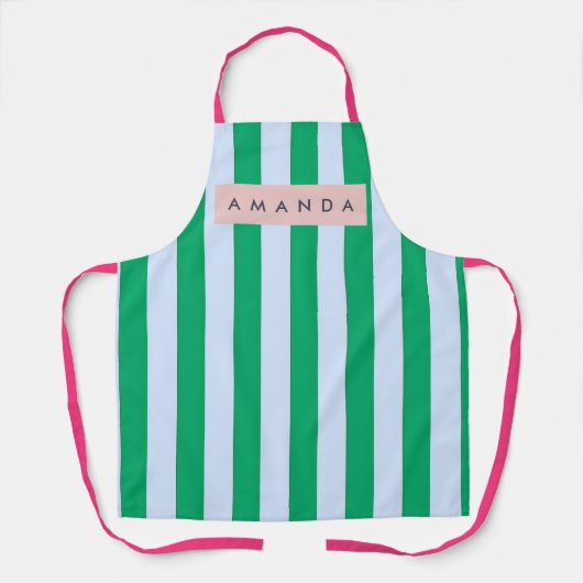 Personalized Classic Green and White Striped Schort (Voorkant)