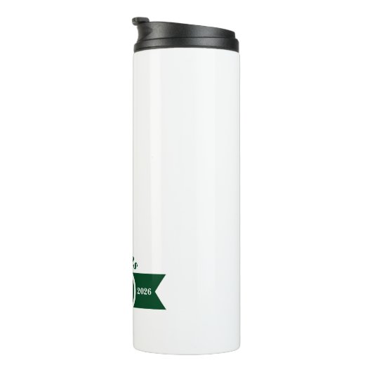 Personalized Classic Green Golf Monogram Crest Thermosbeker (Geroteerd rechts)