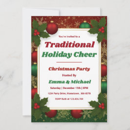 Personalized Classic Red & Green Christmas Party Kaart