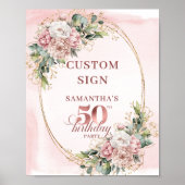 Personalized Classic Rose Gold 50 Birthday Custom Poster (Voorkant)