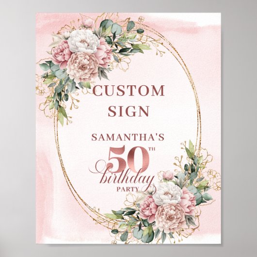 Personalized Classic Rose Gold 50 Birthday Custom Poster (Voorkant)