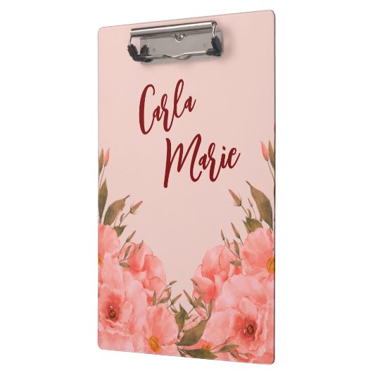 Personalized Clipboard | Pink Floral Design Klembord (Links)