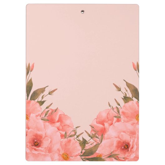 Personalized Clipboard | Pink Floral Design Klembord (Achterkant)