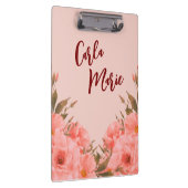 Personalized Clipboard | Pink Floral Design Klembord (Rechts)