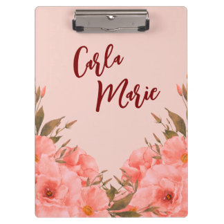 Personalized Clipboard | Pink Floral Design Klembord