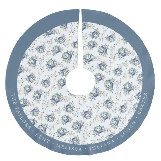 Personalized Coastal Crab Christmas Lights Kerstboom Rok (Voorkant)