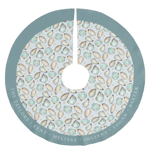 Personalized Coastal Oyster Shell Kerstboom Rok (Voorkant)