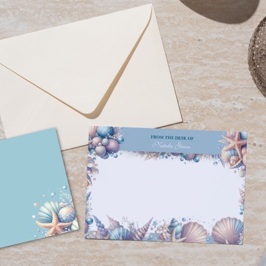 Personalized Coastal Seashell Notecard Notitiekaartje