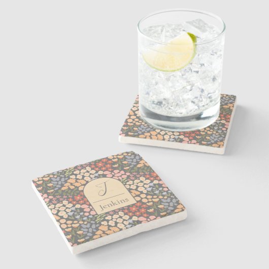 Personalized Coaster Set – Custom Name & Initial Stenen Onderzetter (Zijkant)