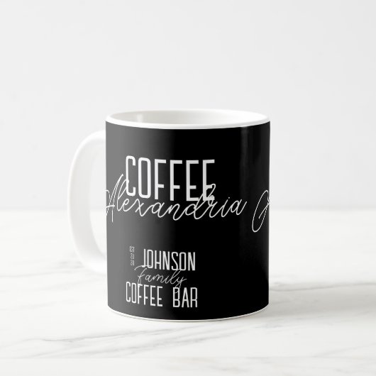 Personalized Coffee Bar Black and White Koffiemok (Voorkant links)
