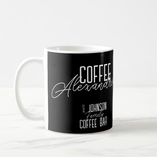 Personalized Coffee Bar Black and White Koffiemok (Links)