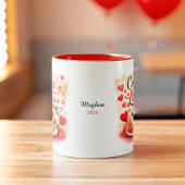 Personalized Coffee Love in a Cup Valentine mug Tweekleurige Koffiemok