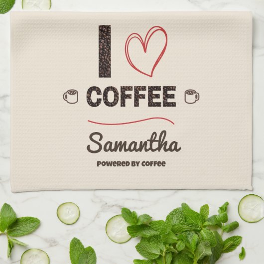 Personalized Coffee Lover Kitchen Decor Theedoek (Gevouwen)