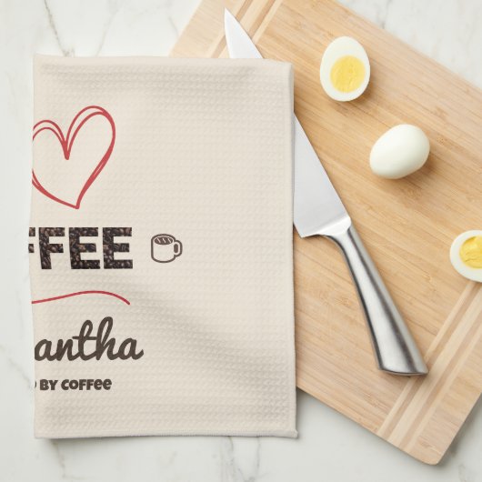 Personalized Coffee Lover Kitchen Decor Theedoek (Quarter Fold)